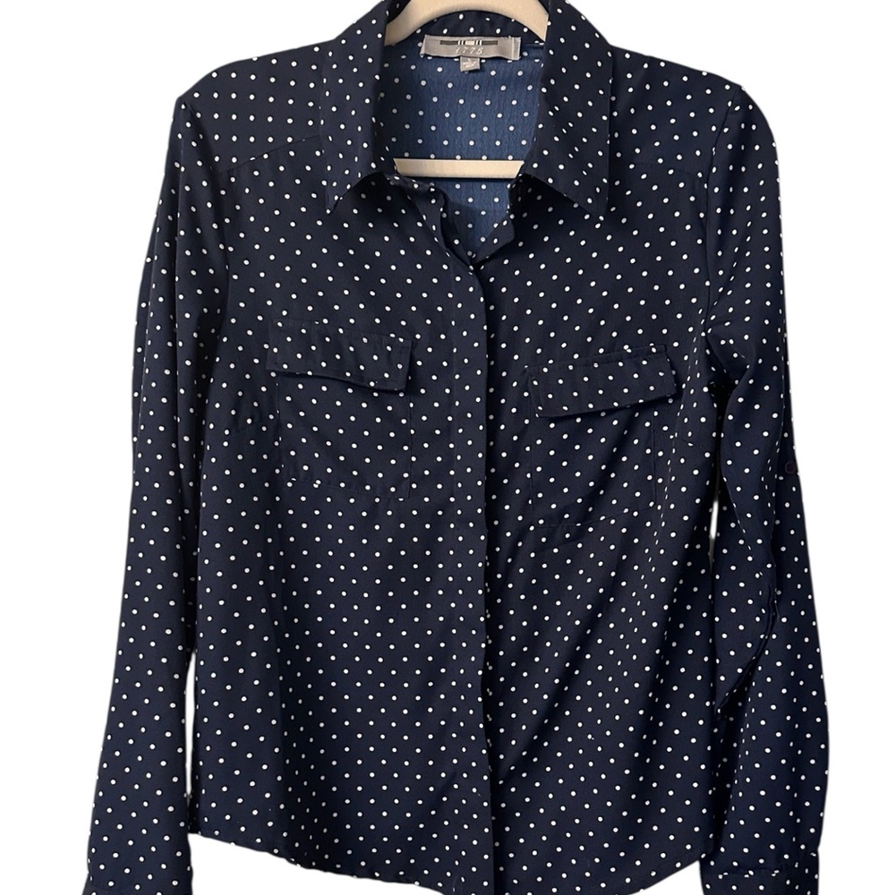 1775 Navy Polka Dot Women's‎ Top